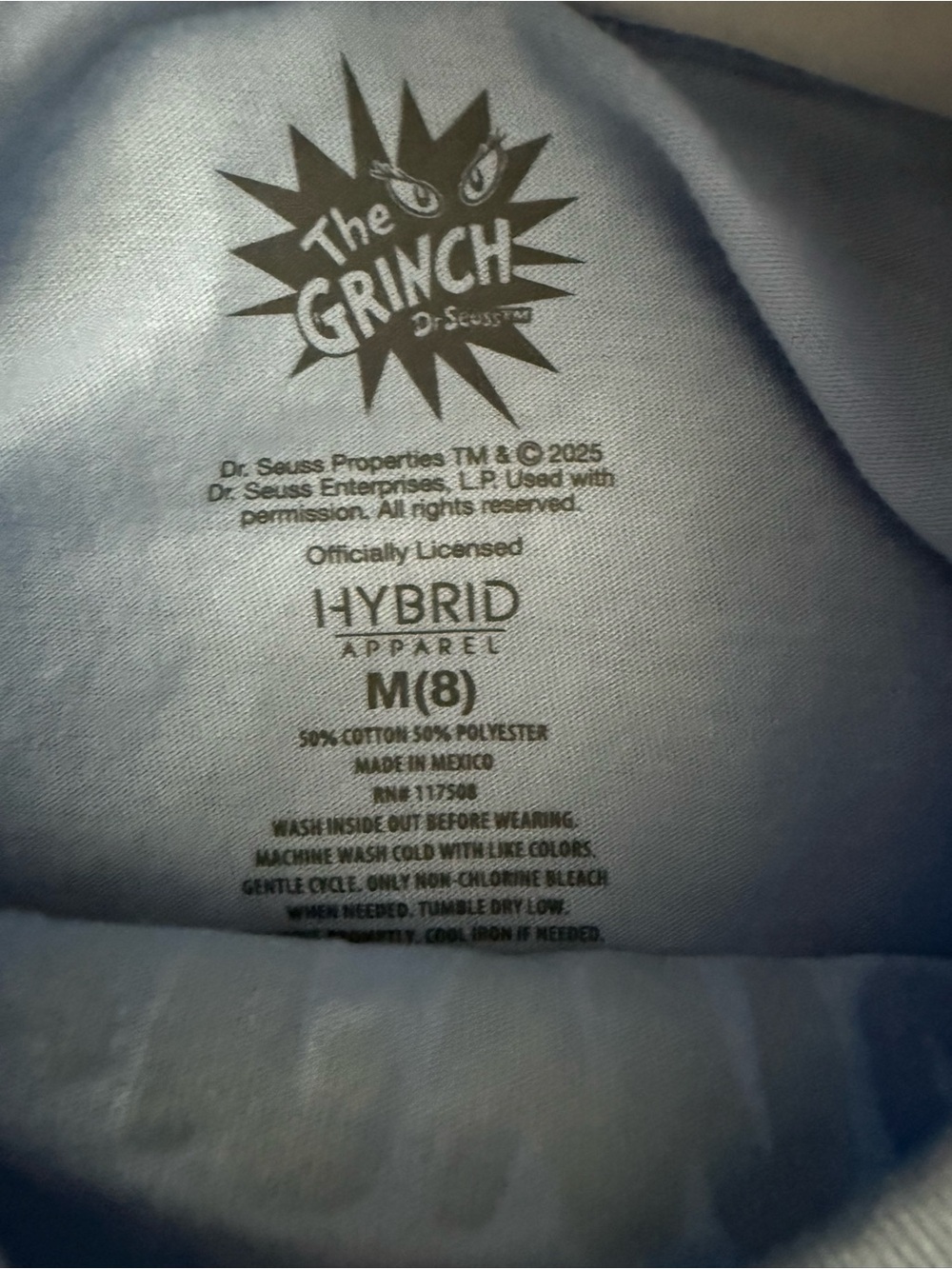 🦄Hybrid Apparel Light Blue The Grinch Graphic Tee - Picture 2 of 4
